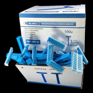 Caja 100 rasuradoras azules KLMED