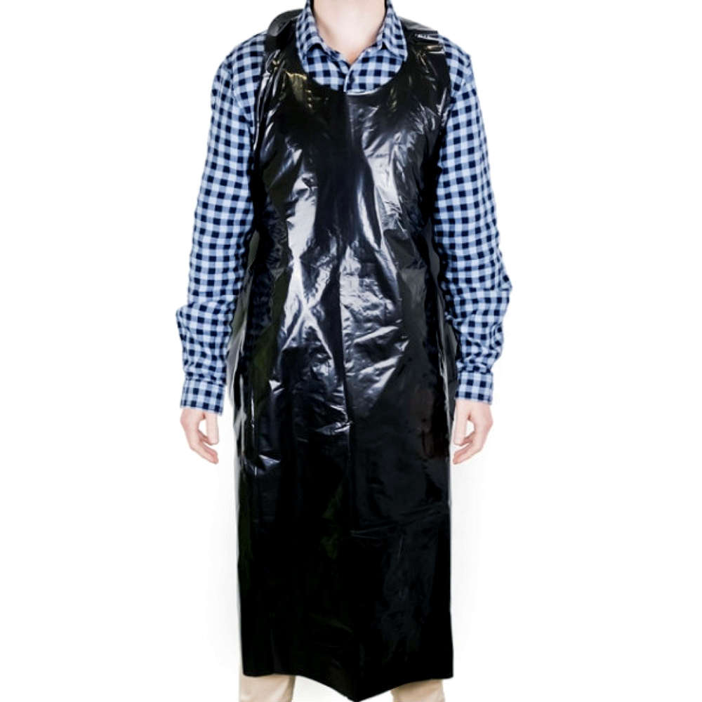 Delantales negros de plástico (50 unidades)