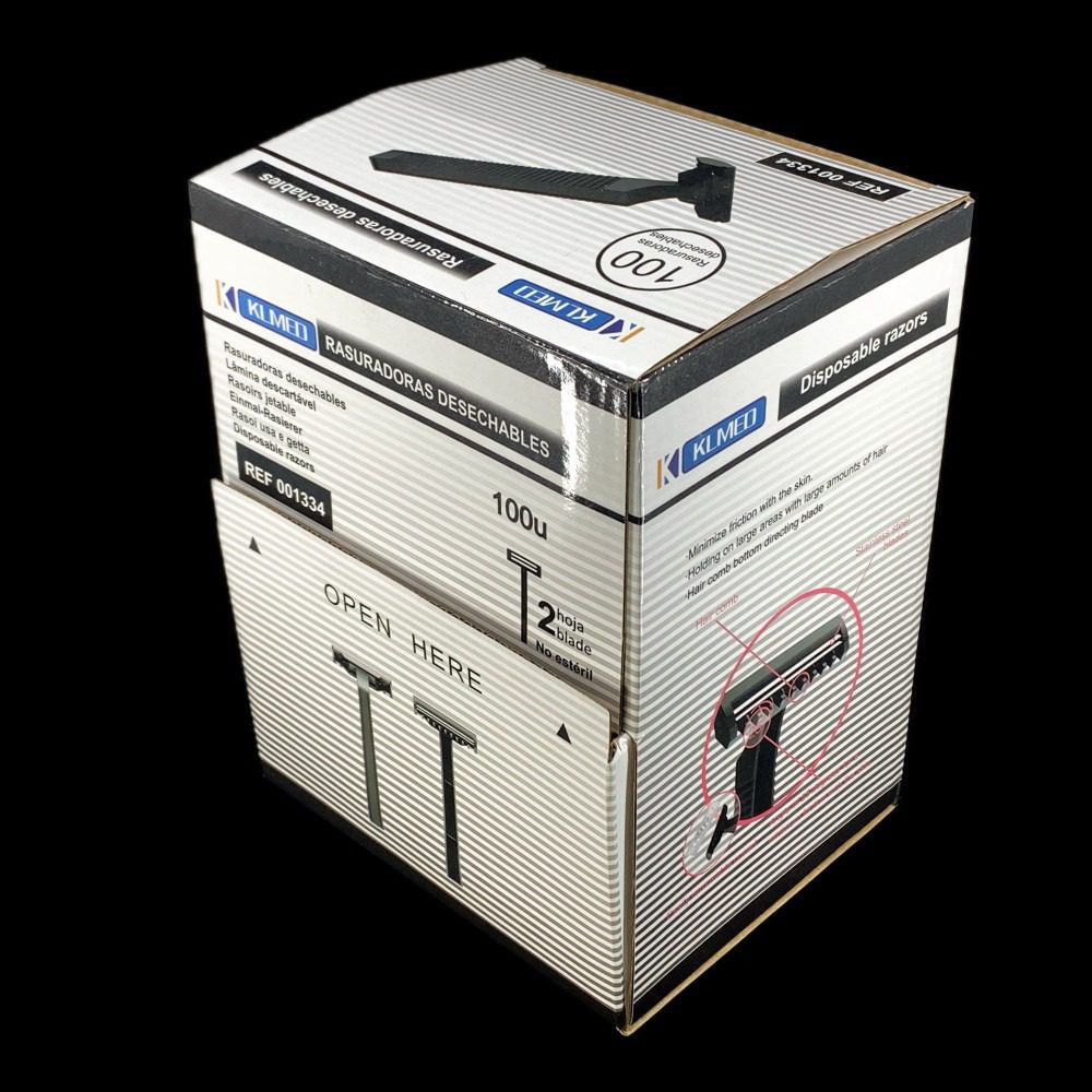 Caja 100 rasuradoras negras KLMED - Imagen 2