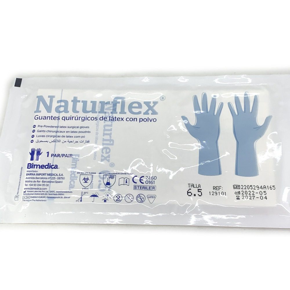Pack de 5 pares de guantes NATURFLEX azules estériles de nitrilo sin polvo - Imagen 2