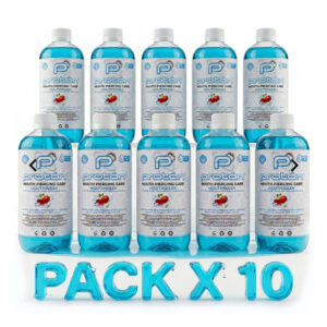 Protón Mouth Piercing Care - Enjuague bucal con Clorhexidina (0,12%) - 500 ml - PACK de 10